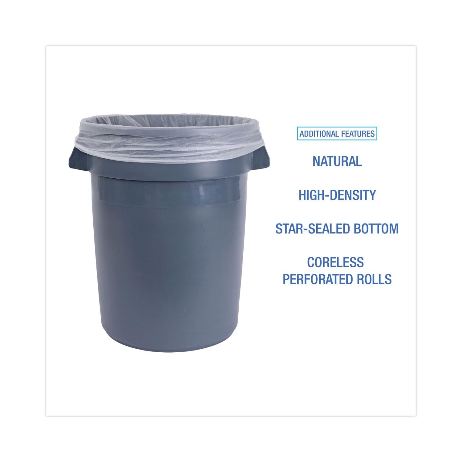 image:imageBoardwalk 243306 HighDensity Can Liner 1216gal 24 x 33 6mic Natural 50 Bags per Roll Case of 20 RollsNatural