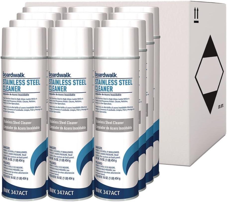 image:imageBoardwalk 347ACT Stainless Steel Cleaner amp Polish Lemon 18oz Aerosol Case of 12