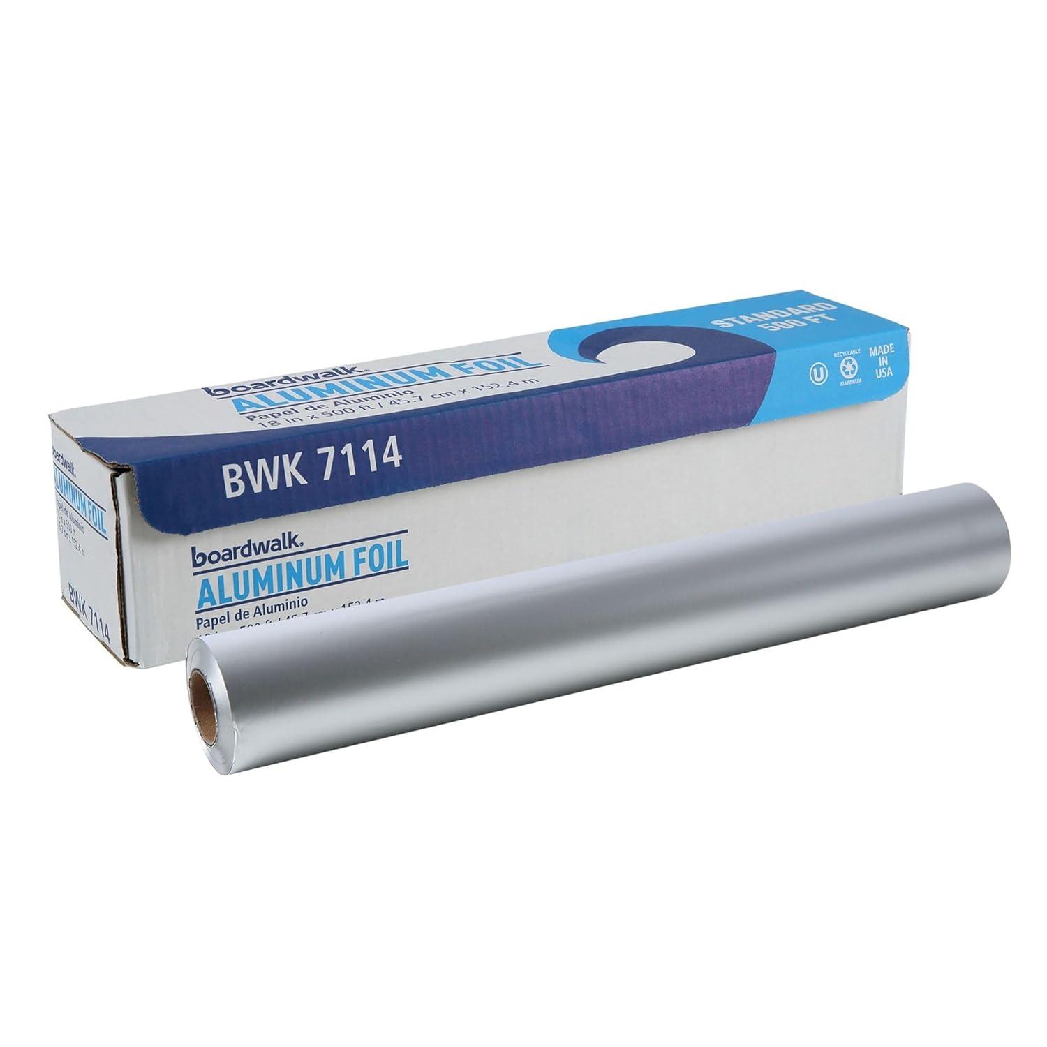 image:imageBoardwalk 7114 Premium Quality Aluminum Foil Roll 18 x 500 ft 16 Micron Thickness Silver