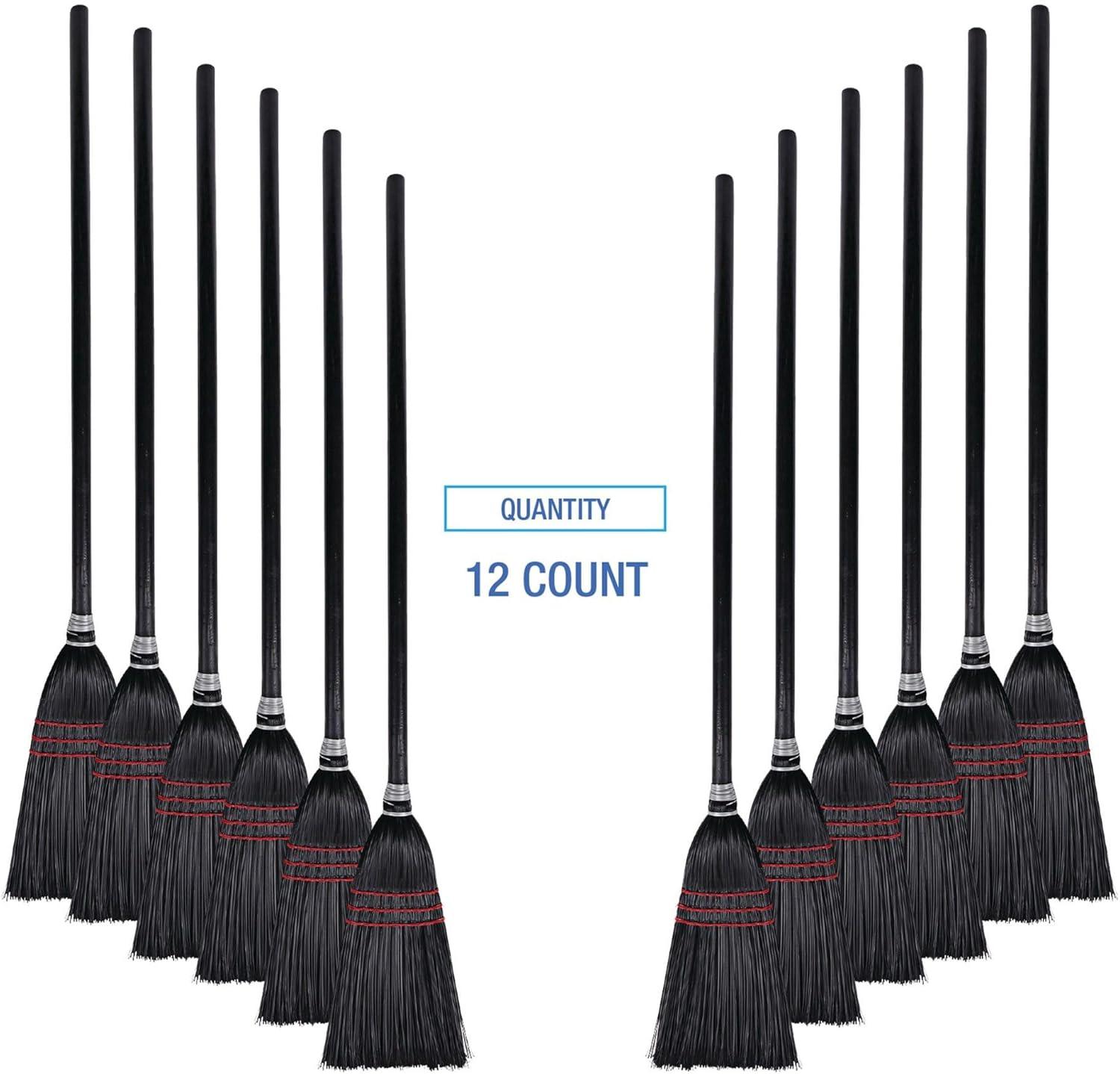 image:imageBoardwalk BWK951BP Flag Tipped Poly Bristle 37 in 38 in Length Lobby Broom NaturalBlack 1 Dozen