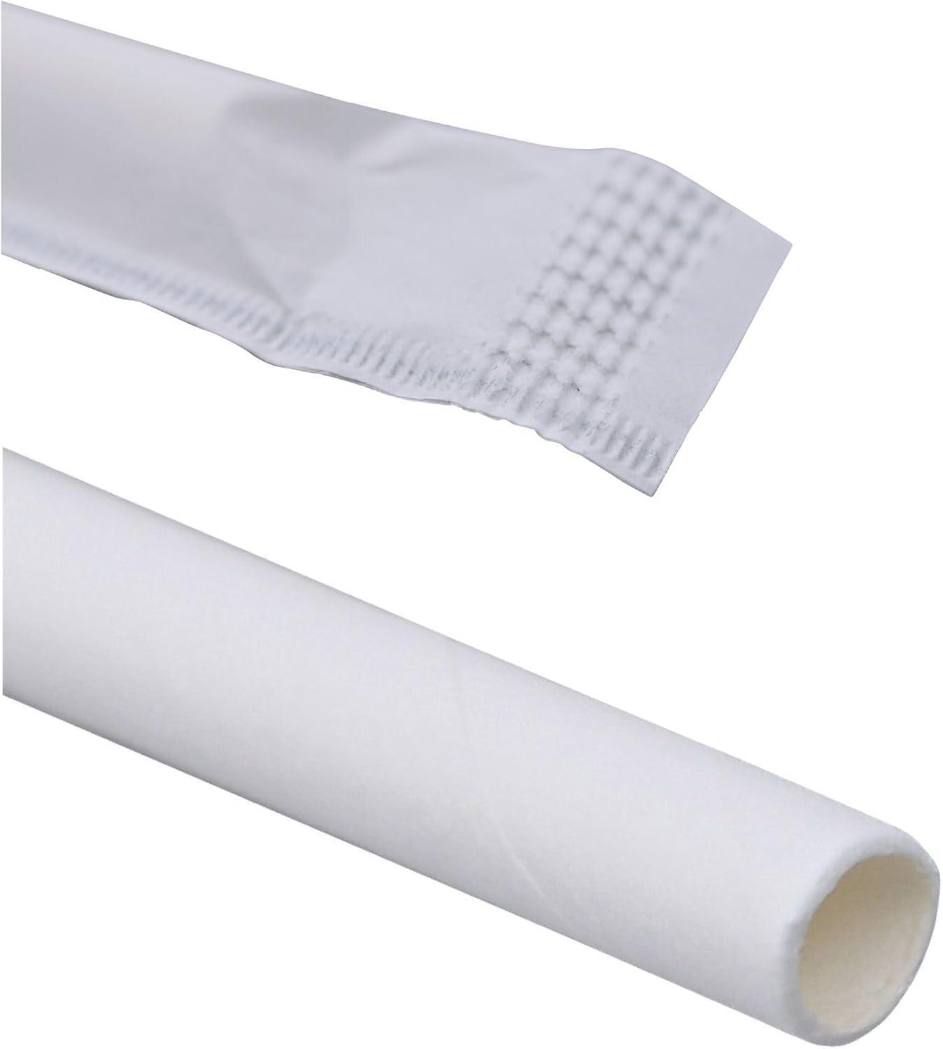 image:imageBoardwalk BWKPPRSTRWWR 775 in x 025 in Individually Wrapped Paper Straws White 3200Carton