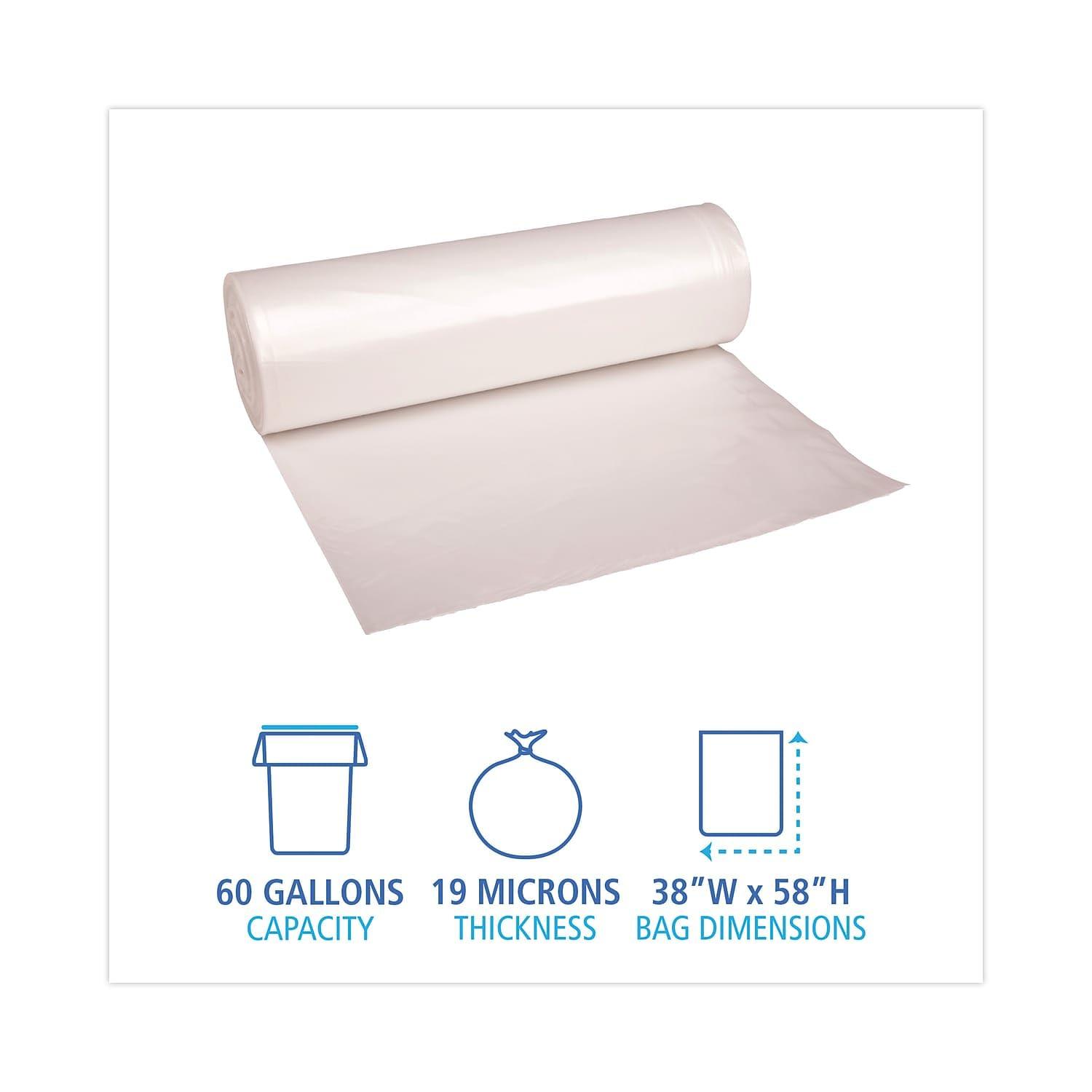 image:imageBoardwalk HighDensity Can Liners 45 gal 13 mic 40 x 46 Natural 25 BagsRoll 10 RollsCartonNatural
