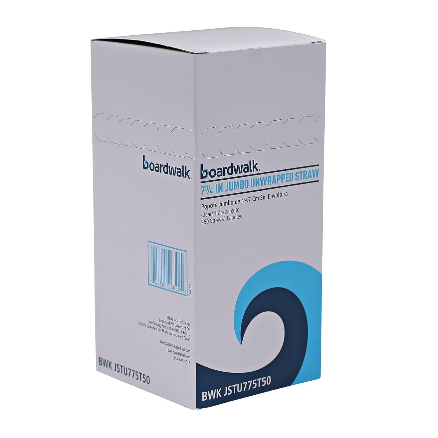 image:imageBoardwalk JSTU775T50 Jumbo Straws 7 34 Plastic Translucent Unwrapped Pack of 250 Case of 50 Packs