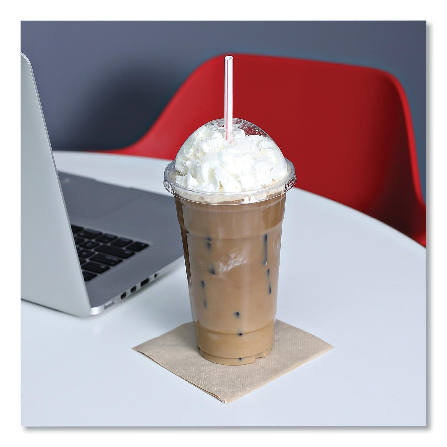 image:imageBoardwalk JSTW775S24 Jumbo Straws 7 34 Plastic Red wWhite Stripe Pack of 500 Case of 24 Packs