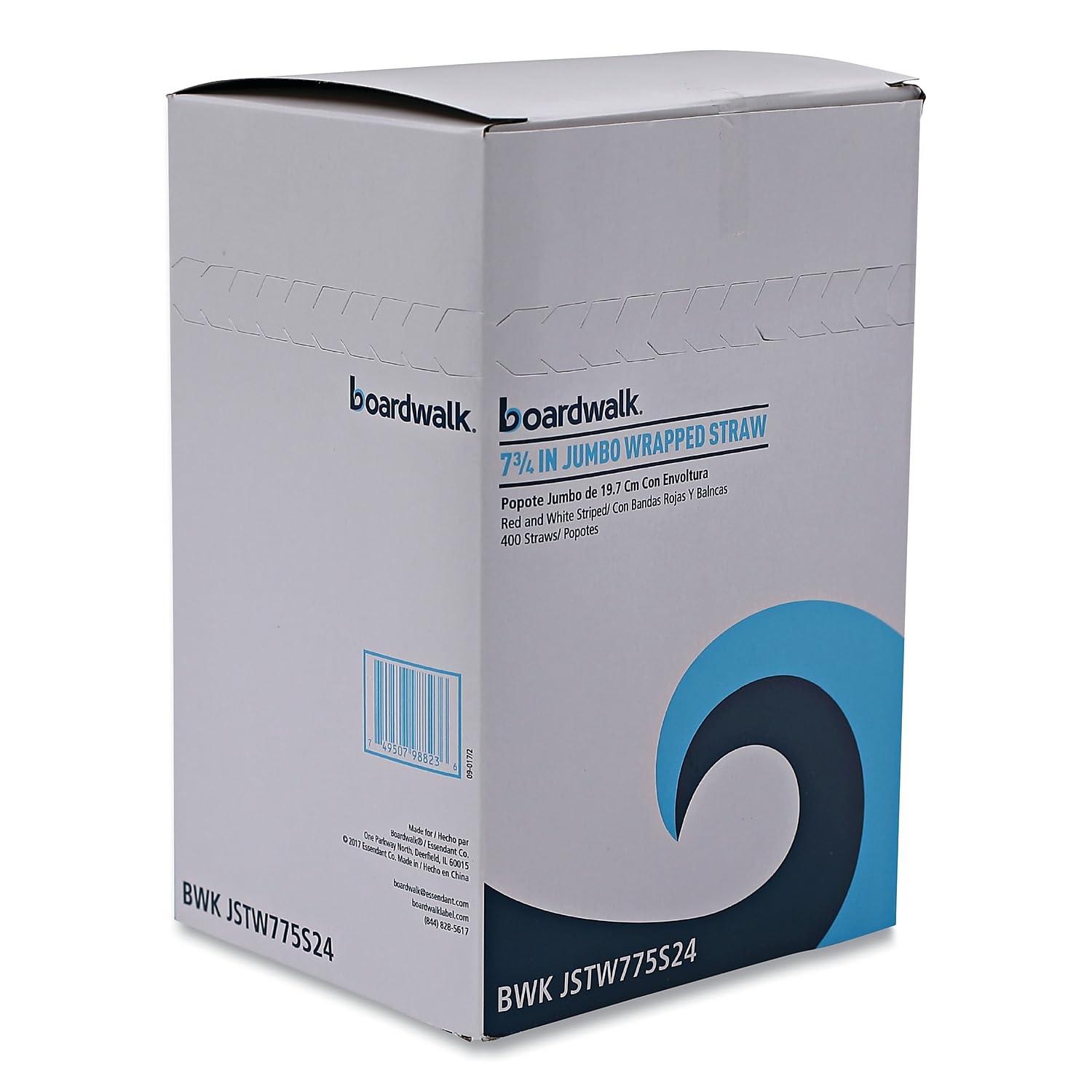 image:imageBoardwalk JSTW775S24 Jumbo Straws 7 34 Plastic Red wWhite Stripe Pack of 500 Case of 24 Packs