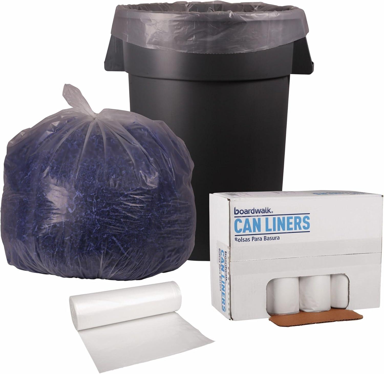 image:imageBoardwalk Recycled LowDensity Polyethylene Can Liners 60 Gallon Garbage Bags 11 mil 38 x 58 Clear 10 BagsRoll 10 RollsCarton100 Count Pack of 1