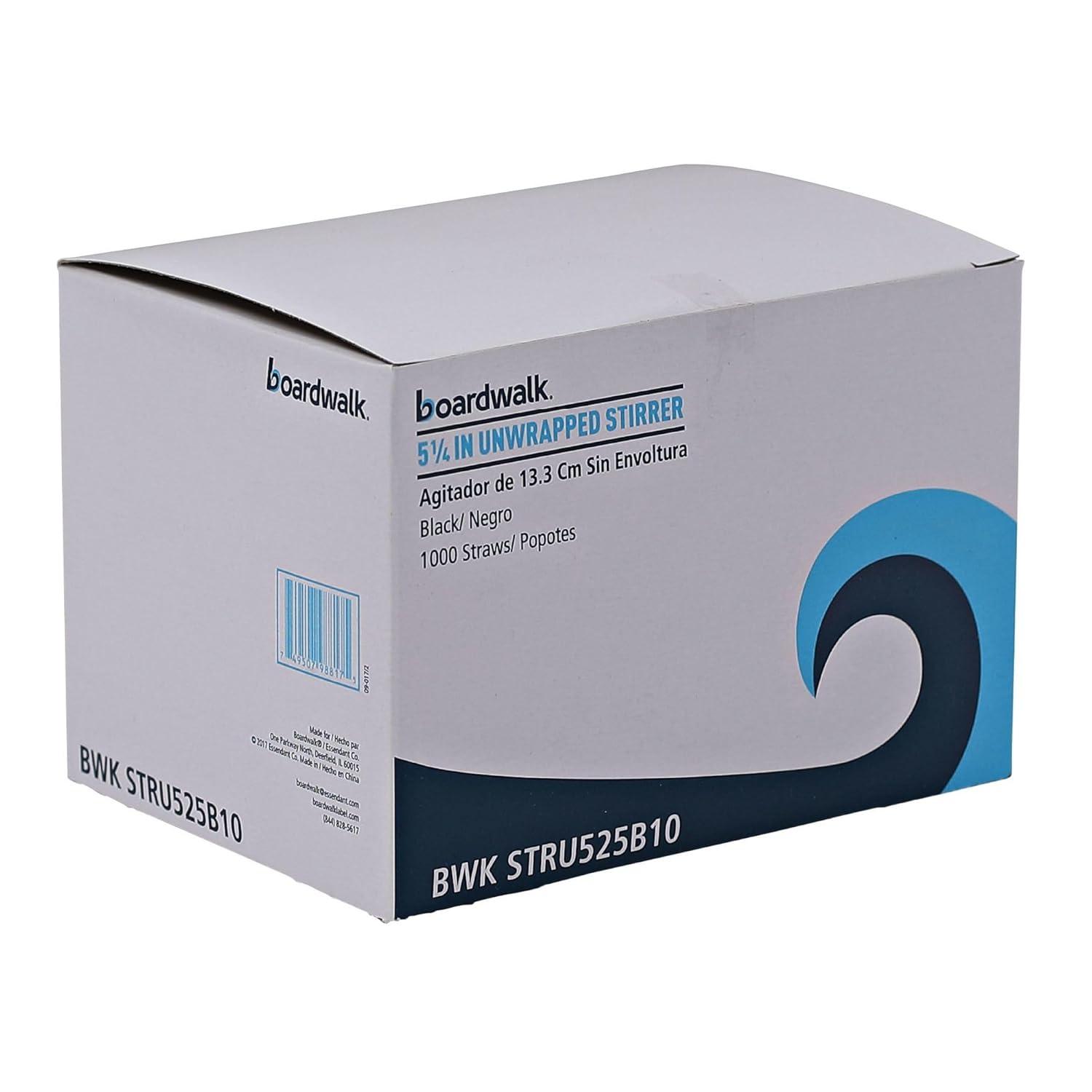 image:imageBoardwalk STRU525B10 Unwrapped SingleTube StirStraws 5 14 Black Pack of 1000 Case of 10