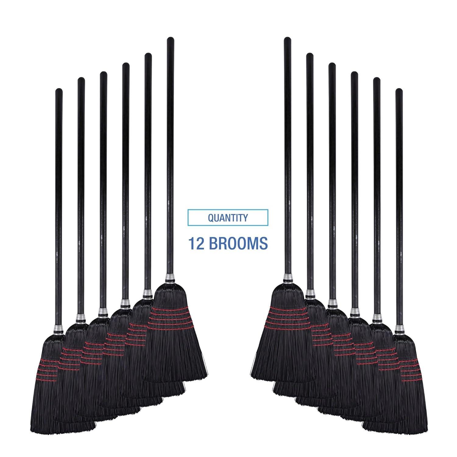 image:imageBoardwalk UNS 930BP BWK930BP FlagTip Push Broom Poly Bristles 42 Handle NaturalBlack Pack of 12
