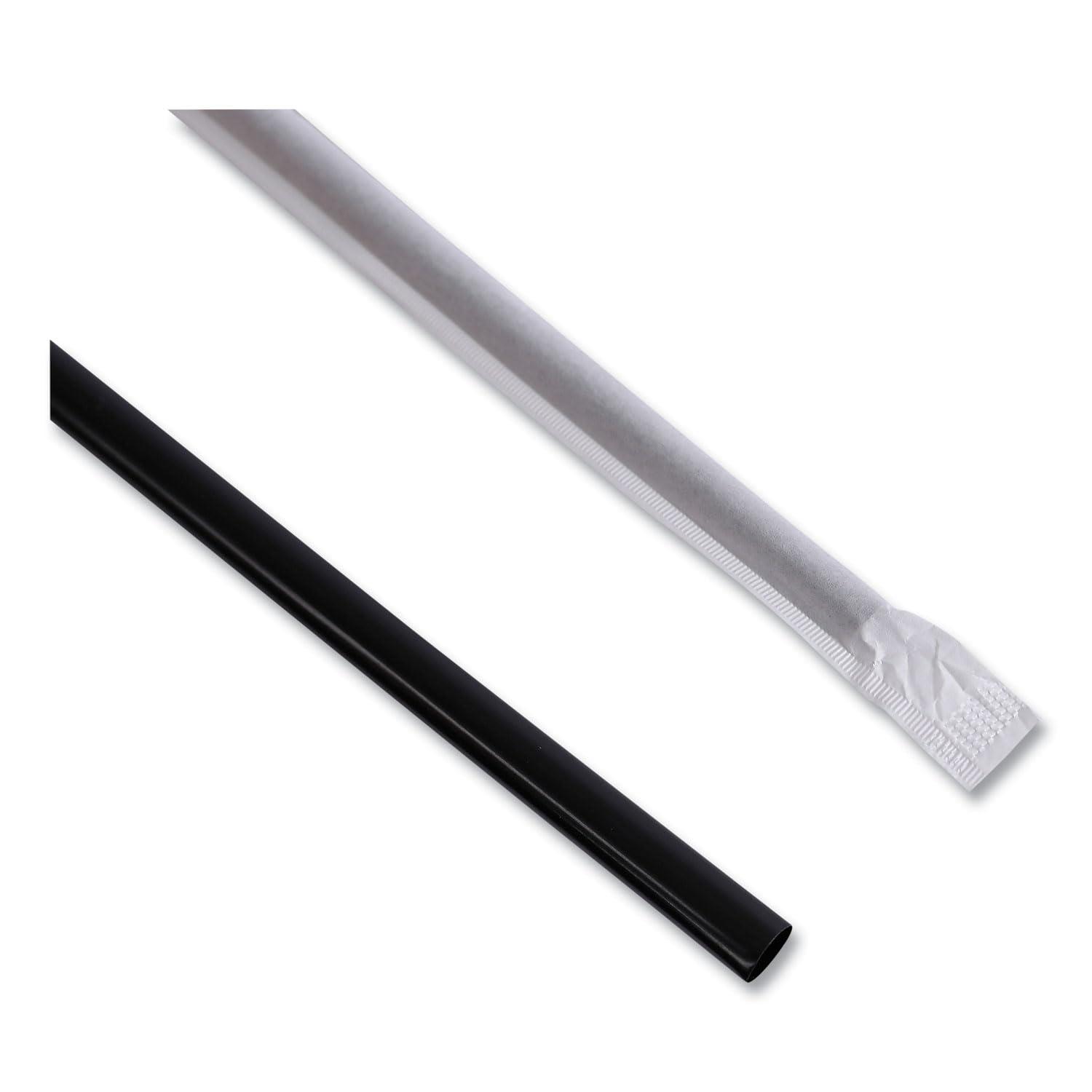 image:imageBoardwalk Wrapped Jumbo Straws 775 Polypropylene Black 250Pack 50 PacksCarton
