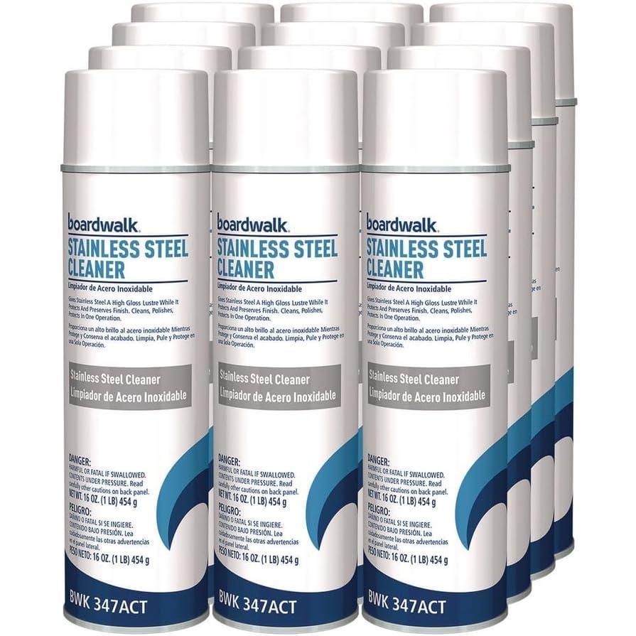 image:imageBoardwalk 347ACT Stainless Steel Cleaner amp Polish Lemon 18oz Aerosol Case of 12