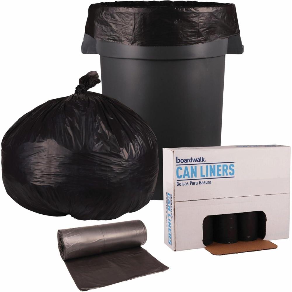 image:imageBoardwalk H7658HKKR01 065 Mil 38 in x 58 in 60 Gallon LowDensity Can Liners Black 100Carton