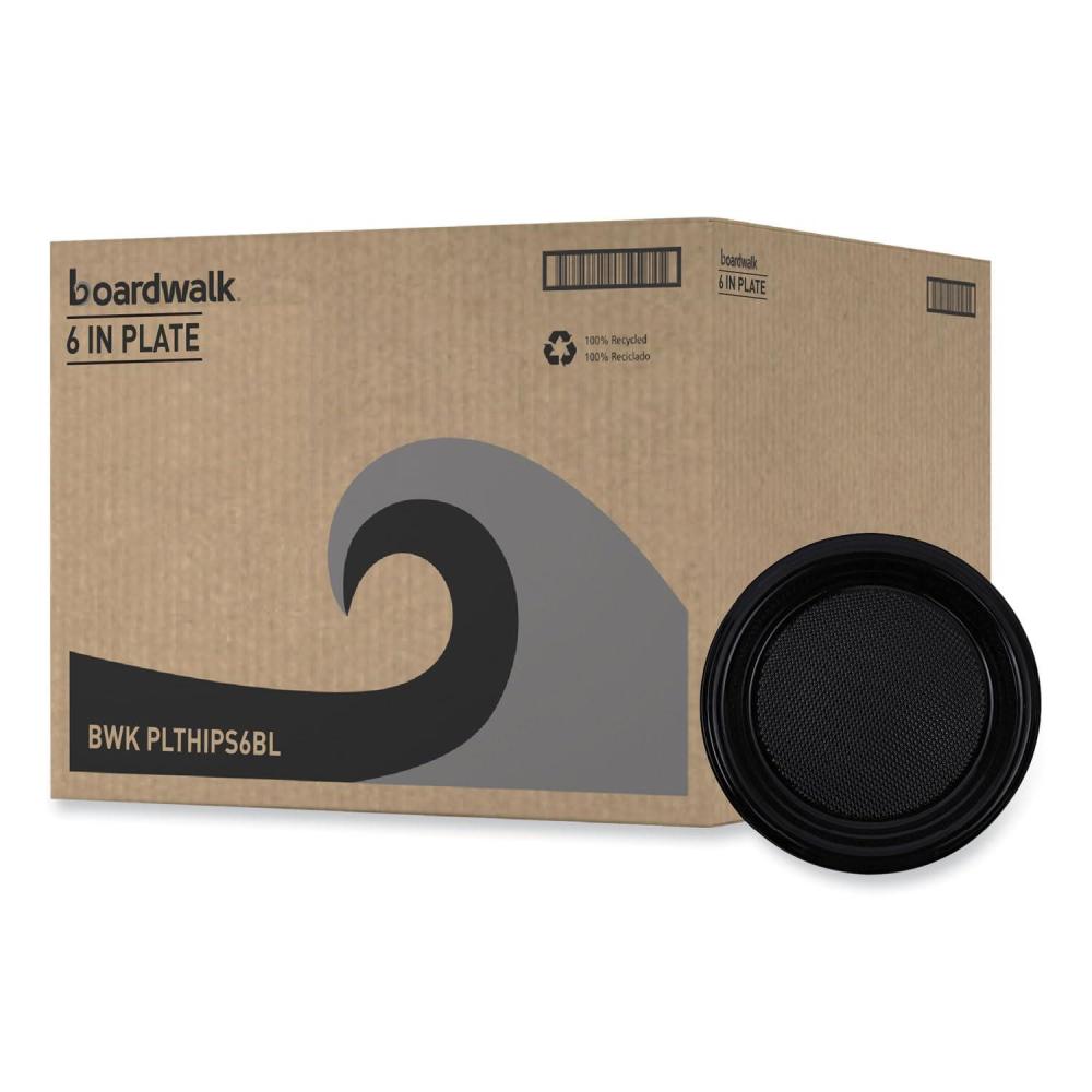 image:imageBoardwalk HiImpact Plastic Dinnerware Plate 6 dia Black 1000Carton