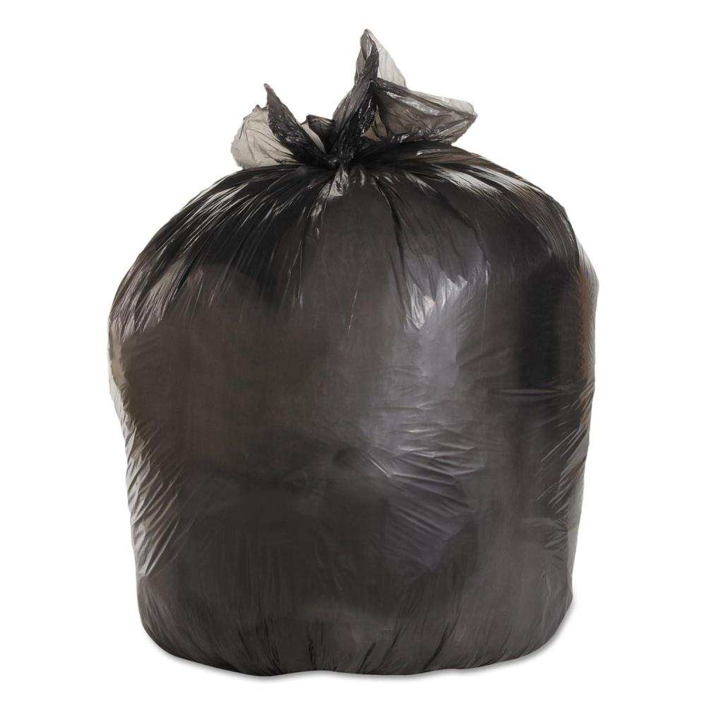 image:imageBoardwalk LowDensity Waste Can Liners 45 gal 06 mil 40 x 46 Black 25 BagsRoll 4 RollsCartonBlack