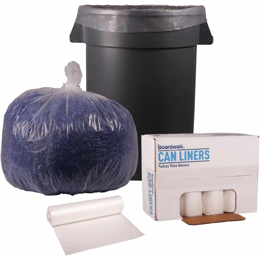 image:imageBoardwalk Recycled LowDensity Polyethylene Can Liners 33 Gallon Garbage Bags 11 mil 33 x 39 Clear 10 BagsRoll 10 RollsCarton