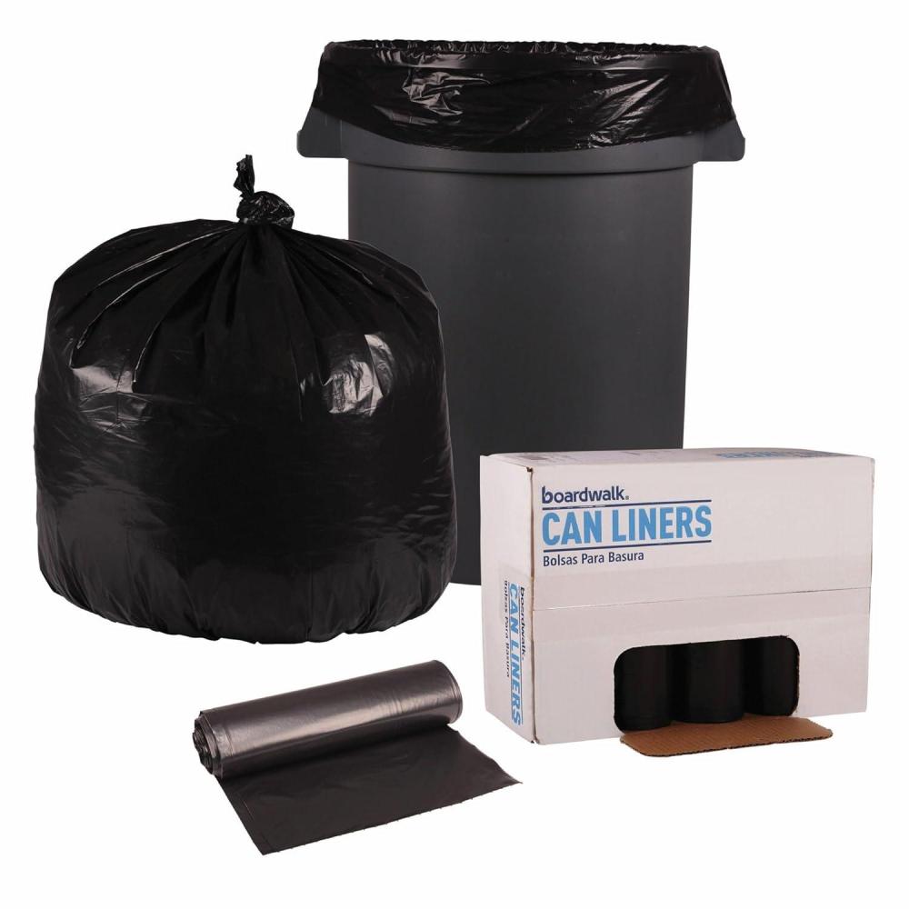 image:imageBoardwalk Recycled LowDensity Polyethylene Can Liners 33 Gallon Garbage Bags 12 mil 33 x 39 Black 10 BagsRoll 10 RollsCarton