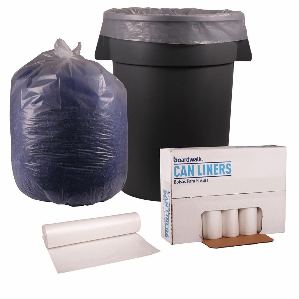 image:imageBoardwalk Recycled LowDensity Polyethylene Can Liners 56 Gallon Garbage Bags 11 mil 43 x 47 Clear 10 BagsRoll 10 RollsCarton