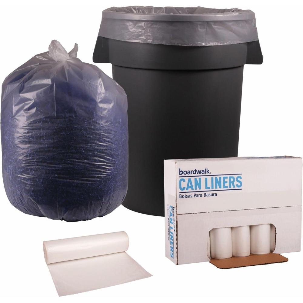 image:imageBoardwalk Recycled LowDensity Polyethylene Can Liners 60 Gallon Garbage Bags 11 mil 38 x 58 Clear 10 BagsRoll 10 RollsCarton100 Count Pack of 1