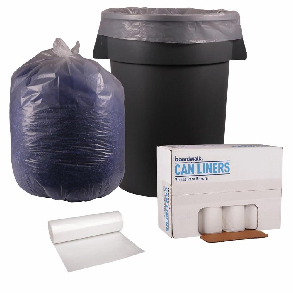 image:imageBoardwalk Recycled LowDensity Polyethylene Can Liners 60 Gallon Garbage Bags 14 mil 38 x 58 Clear 10 BagsRoll 10 RollsCarton