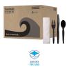 Boardwalk Four-Piece Cutlery Kit, Fork/Knife/Napkin/Teaspoon, Black, 250/Carton