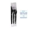 Boardwalk Four-Piece Cutlery Kit, Fork/Knife/Napkin/Teaspoon, Black, 250/Carton