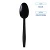 Boardwalk Heavyweight Wrapped Polypropylene Cutlery, Teaspoon, Black, 1,000/Carton