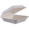 Boardwalk HINGEWF1CM9 Bagasse Molded Fiber Food Containers 9 x 9 White 1-Section 100/Sleeve 2 SLV/CT