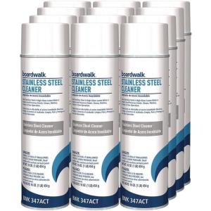 Boardwalk 347ACT Stainless Steel Cleaner & Polish, Lemon, 18oz Aerosol (Case of 12)