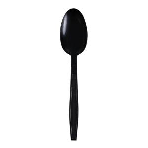 Boardwalk Heavyweight Wrapped Polypropylene Cutlery, Teaspoon, Black, 1,000/Carton