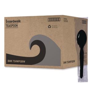 Boardwalk Heavyweight Wrapped Polystyrene Cutlery, Teaspoon, Black, 1,000/Carton