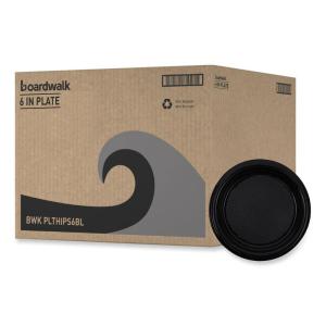 Boardwalk Hi-Impact Plastic Dinnerware, Plate, 6″ dia, Black, 1,000/Carton