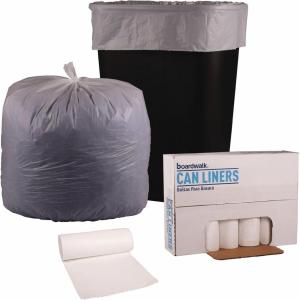 Boardwalk Low-Density Waste Can Liners, 30 gal, 0.6 mil, 30″ x 36″, White, 25 Bags/Roll, 8 Rolls/Carton