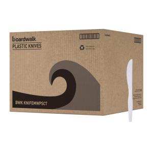 Boardwalk Mediumweight Polystyrene Cutlery, Knife, White, 10 Boxes of 100/Carton