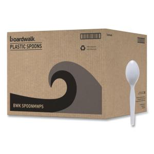 Boardwalk Mediumweight Polystyrene Cutlery, Teaspoon, White, 10 Boxes of 100/Carton
