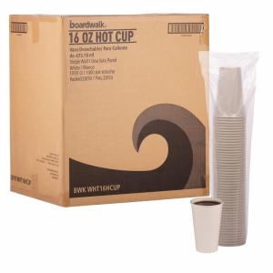 Boardwalk Paper Hot Cups, 16 oz, White, 20 Cups/Sleeve, 50 Sleeves/Carton