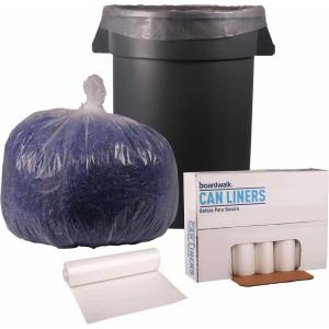 Boardwalk Recycled Low-Density Polyethylene Can Liners, 33 Gallon Garbage Bags, 1.4 mil, 33″ x 39″, Clear, 10 Bags/Roll, 10 Rolls/Carton
