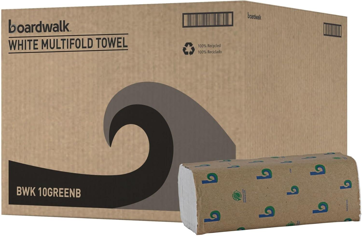 image:imageBoardwalk 10GREEN Boardwalk Green Multifold Towels Natural White 9 18x9 12 250 per Pack Case of 16 Packs