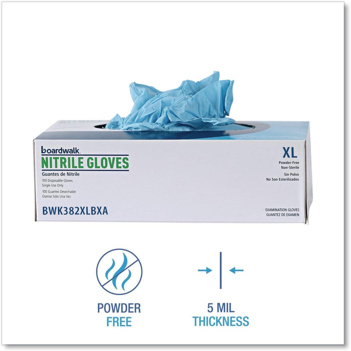 image:imageBoardwalk 382XLBXA 5 mil Disposable Examination Nitrile Gloves XLarge Blue 100Box