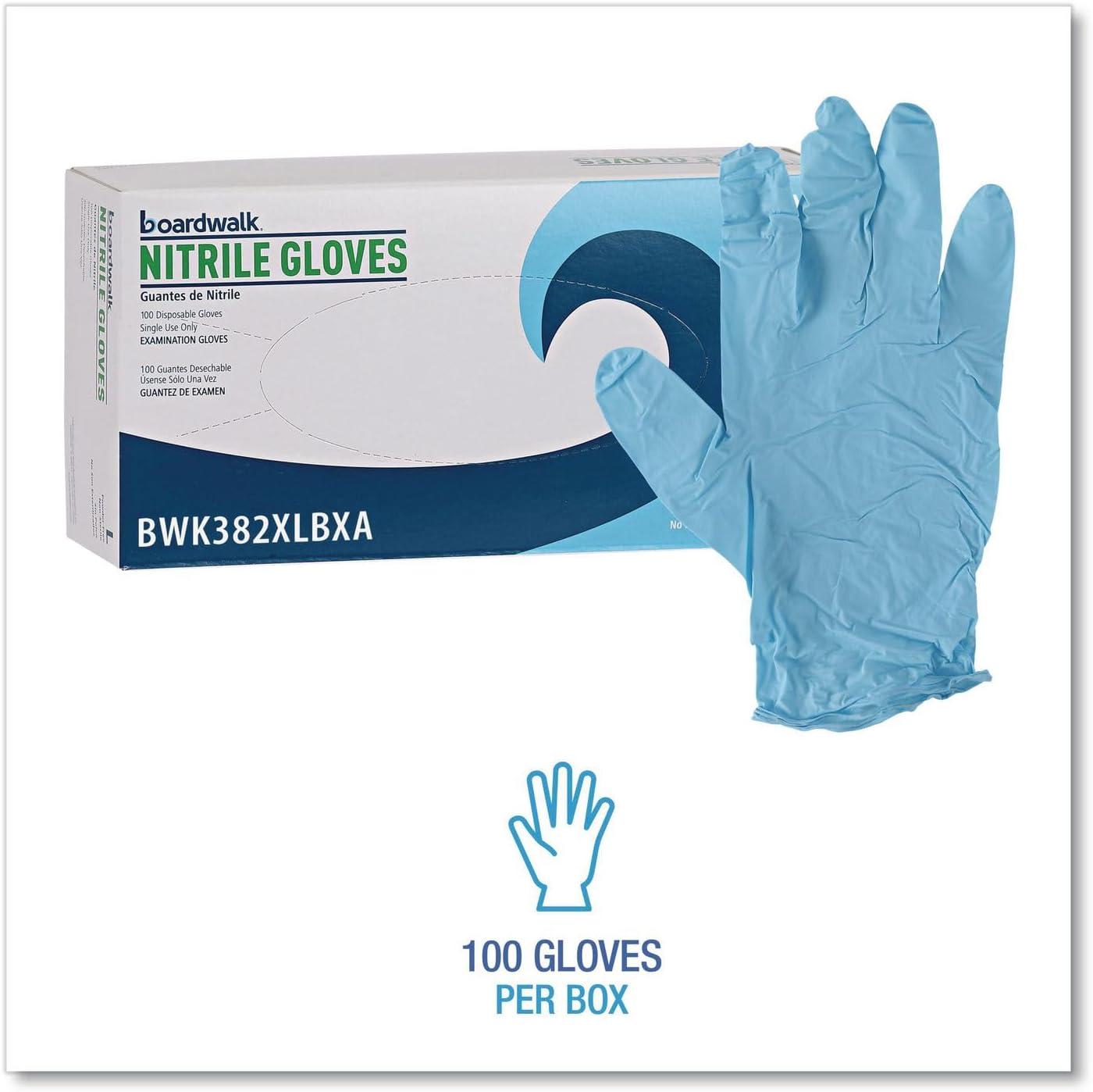 image:imageBoardwalk 382XLBXA 5 mil Disposable Examination Nitrile Gloves XLarge Blue 100Box