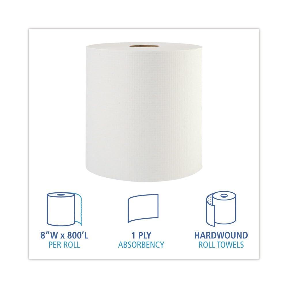 image:imageBoardwalk 6261 Hardwound Paper Towels 1Ply 8 x 600ft White 2 Core Case of 12 RollsWhite