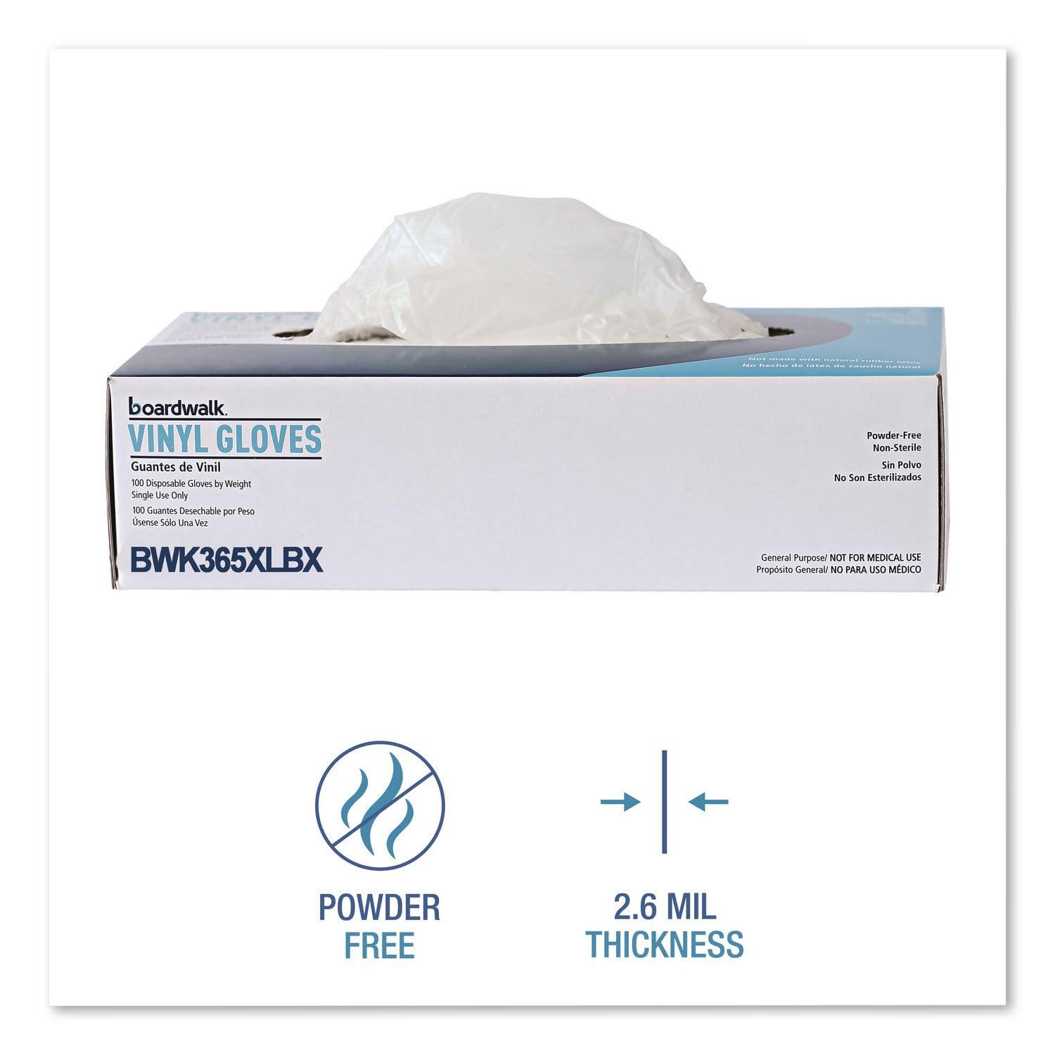 image:imageBoardwalk BWK365XLCT General Purpose Vinyl Glove 235 mil Vinyl XL Clear Pack of 1000