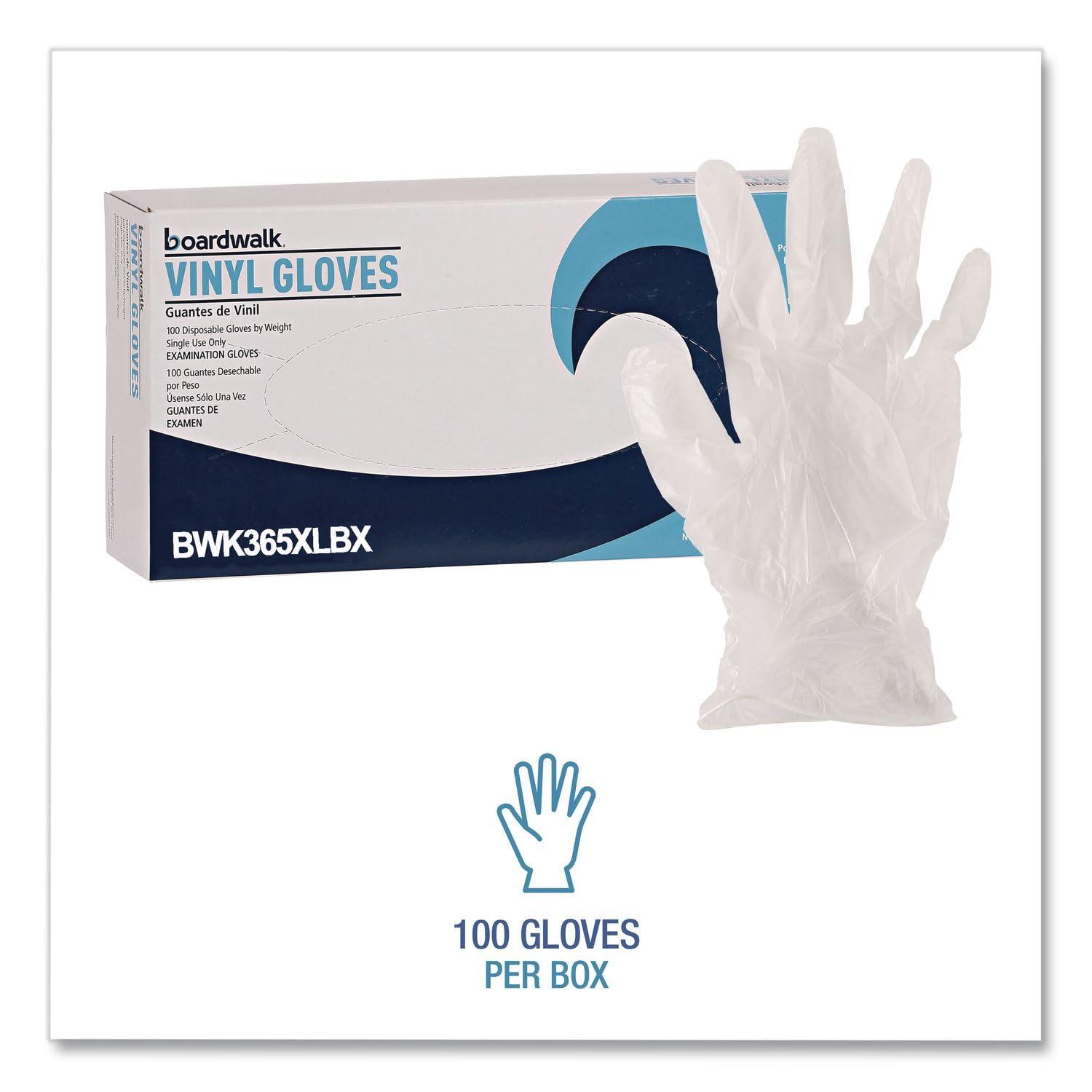 image:imageBoardwalk BWK365XLCT General Purpose Vinyl Glove 235 mil Vinyl XL Clear Pack of 1000