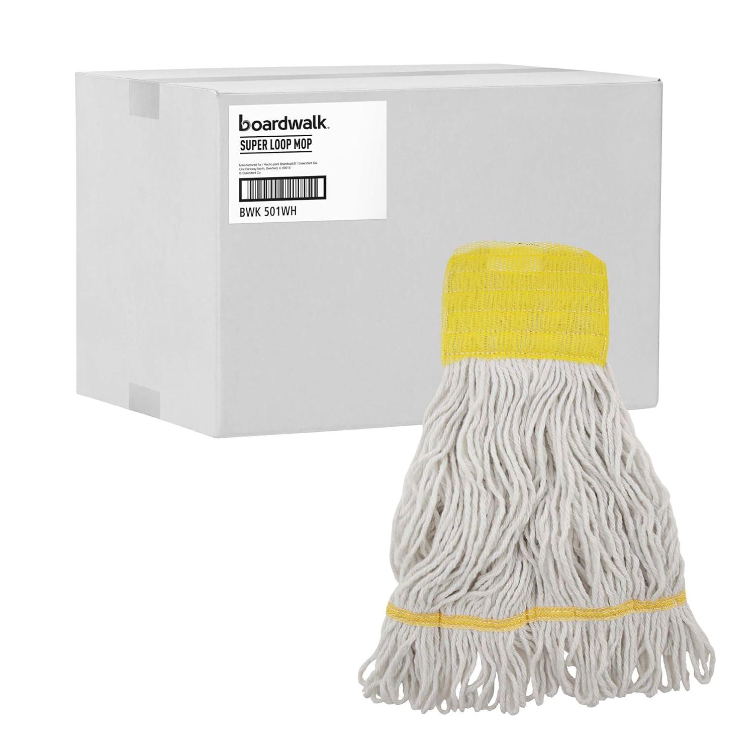 image:imageBoardwalk BWK501WH 5 in Headband CottonSynthetic Super Loop Wet Mop Head Small White 12Carton