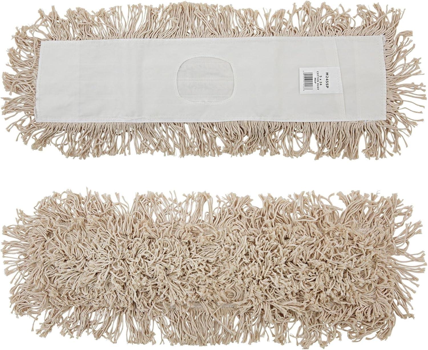 image:imageBoardwalk BWKM245C 24 in x 5 in Cotton Head 60 in Wood Handle Cotton Dry Mopping Kit Natural 1Kit