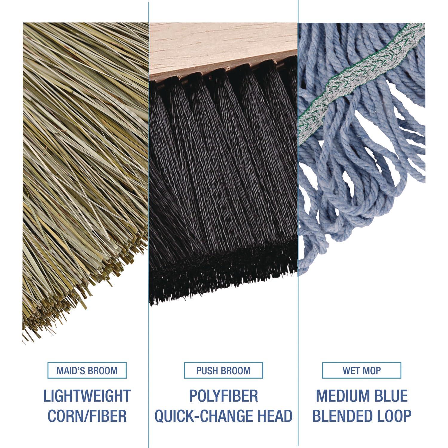 image:imageBoardwalk Cleaning Kit Medium Blue CottonRayonSynthetic Head 60 NaturalYellow WoodMetal Handle