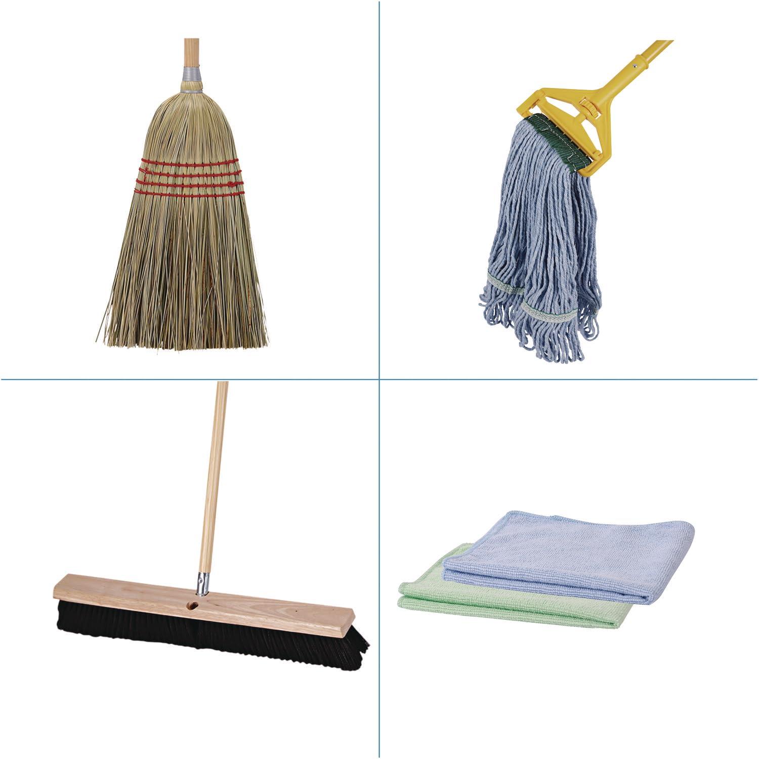 image:imageBoardwalk Cleaning Kit Medium Blue CottonRayonSynthetic Head 60 NaturalYellow WoodMetal Handle