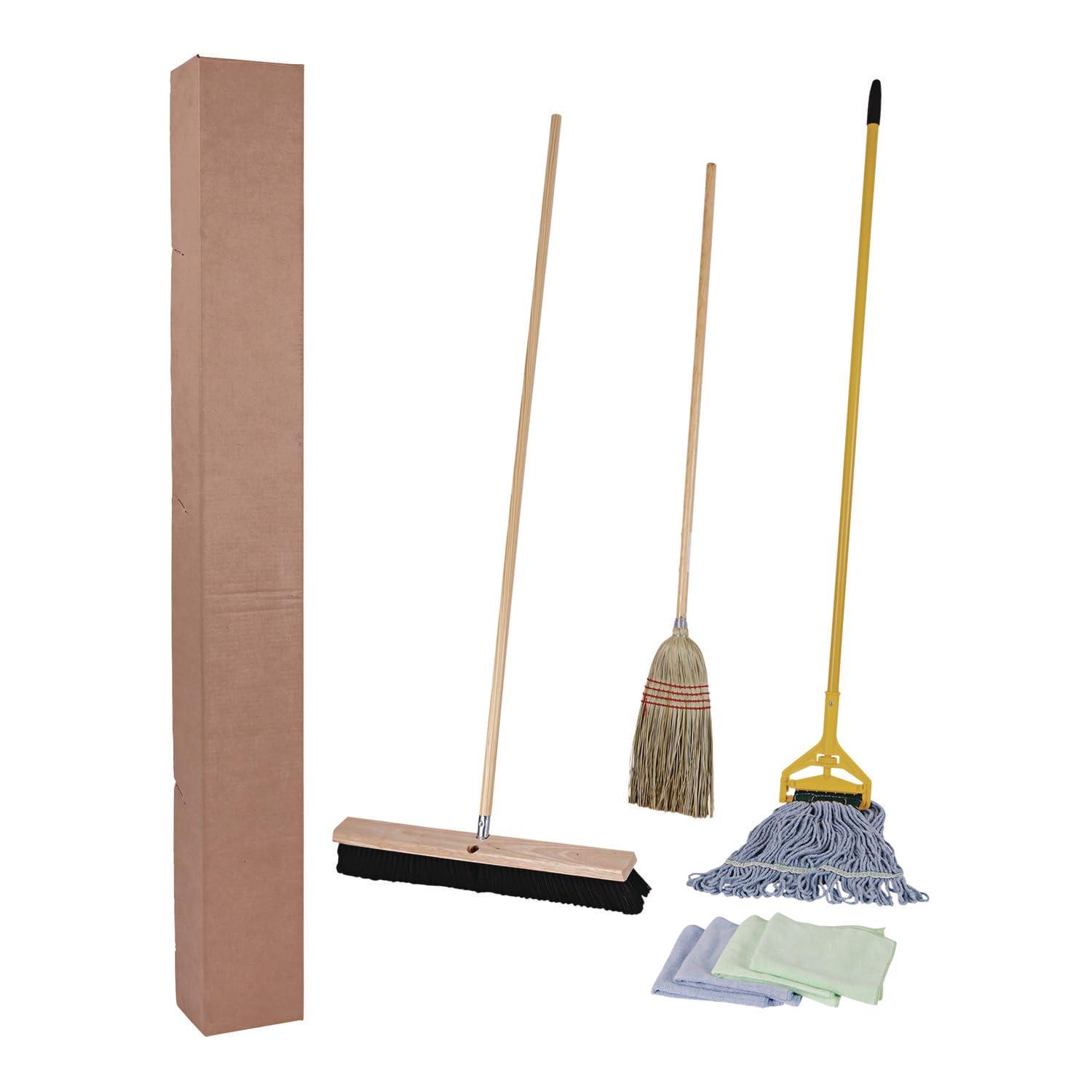image:imageBoardwalk Cleaning Kit Medium Blue CottonRayonSynthetic Head 60 NaturalYellow WoodMetal Handle