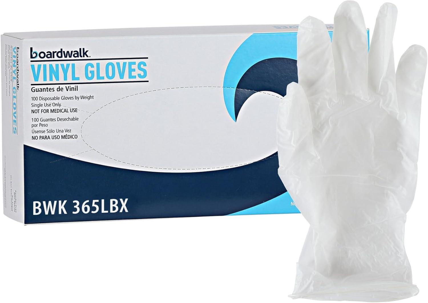 image:imageBoardwalk General Purpose Vinyl Gloves PowderLatexFree 26 mil Large Clear 100Box 10 BoxesCartonBwk365lct