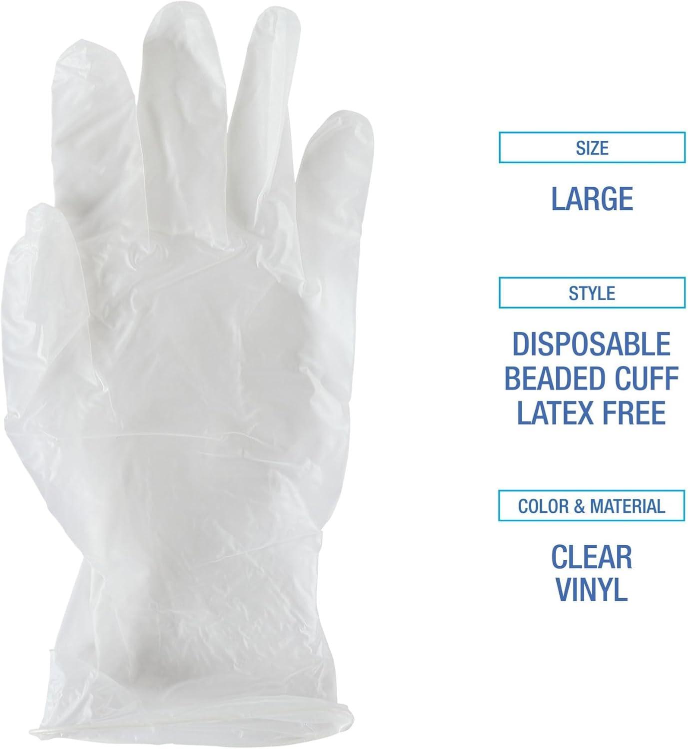 image:imageBoardwalk General Purpose Vinyl Gloves PowderLatexFree 26 mil Large Clear 100Box 10 BoxesCartonBwk365lct