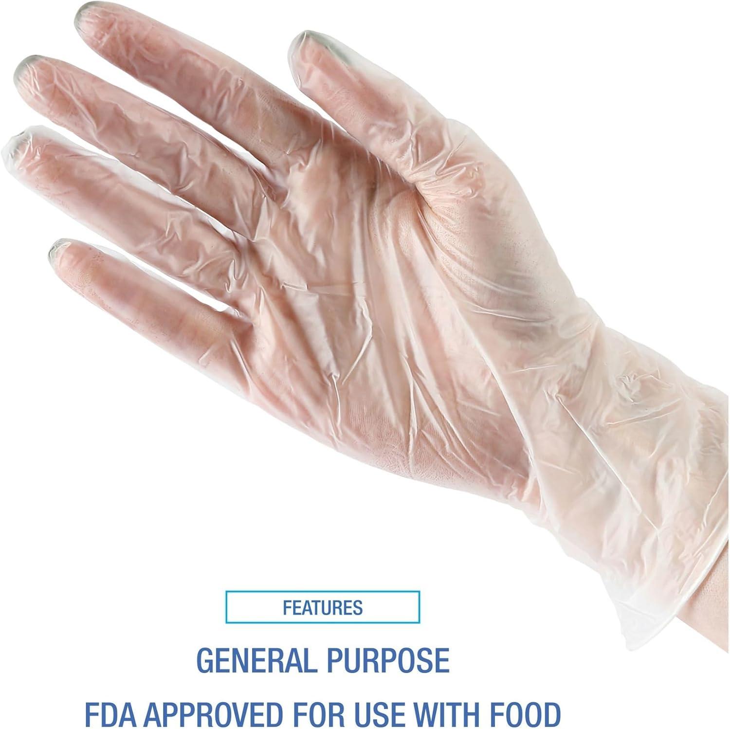 image:imageBoardwalk General Purpose Vinyl Gloves PowderLatexFree 26 mil Large Clear 100Box 10 BoxesCartonBwk365lct