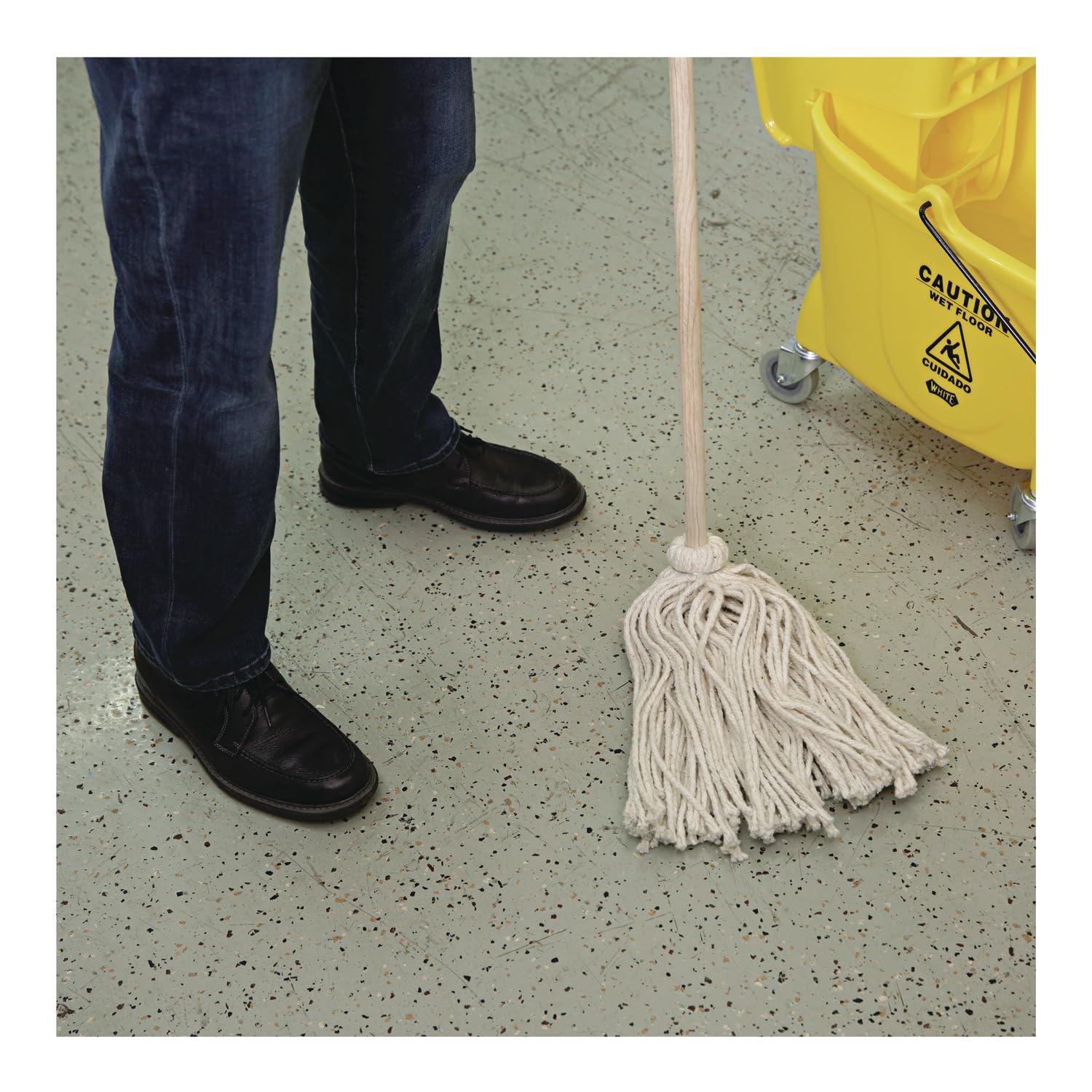 image:imageBoardwalk HandleDeck Mops 20 oz White Cotton Head 54 Oak Wood Handle